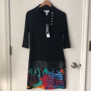 NEW Joseph Ribkoff Black and Multicolored Dress 8